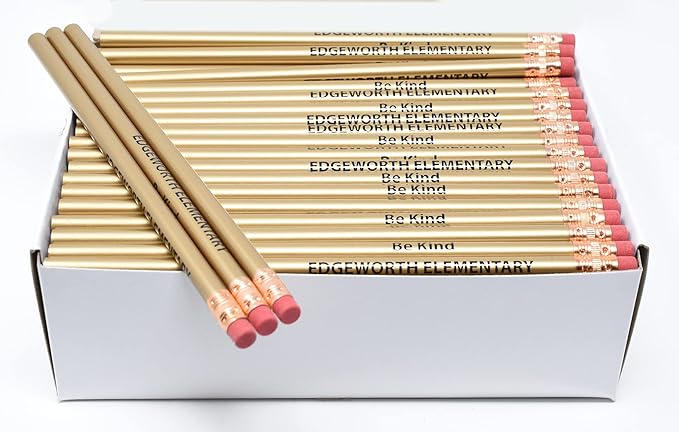 Pencil Guy Promotional Personalized Imprinted Gold Round Pencils.-1000 per box. 19 colors to choose from!
