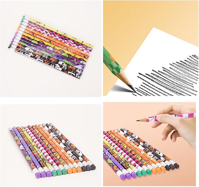 50pcs Mixed Random Pencils with Eraser Wood Pencils Bulk for Goodie Bags or Treat Gift Prize Stationery Office Supply (Random design, 50)