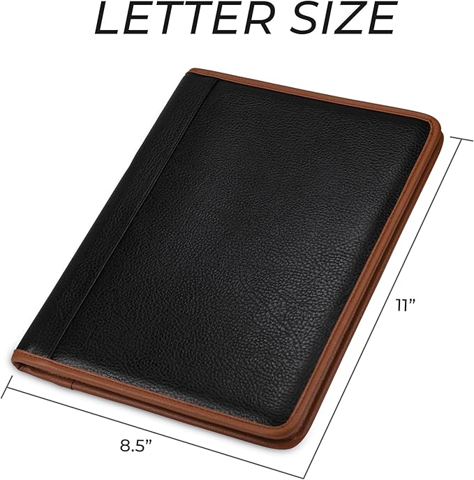 Samsill Professional Padfolio, Hampton Collection, Black/Brown Faux-Leather Business Portfolio, Includes 8.5 x 11 Writing Pad
