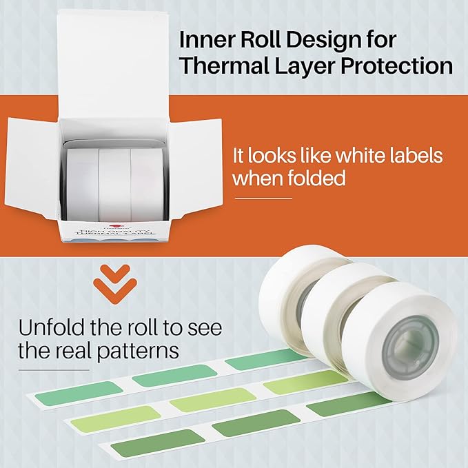D30 Label - Compatible with Memoking/Phomemo D30 Label Maker, 12x30mm Waterproof Thermal Tape, Light Green/Green/Dark Green Sticker Machine Label, 3 Rolls