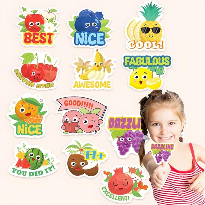 240PCS Scratch and Sniff Stickers for Teens, Large Scented Smelly Fruits Reward Stickers, Motivational Incentive Fun Decals with Positive Words for Students Teachers Chart School Supplies, 12 Designs