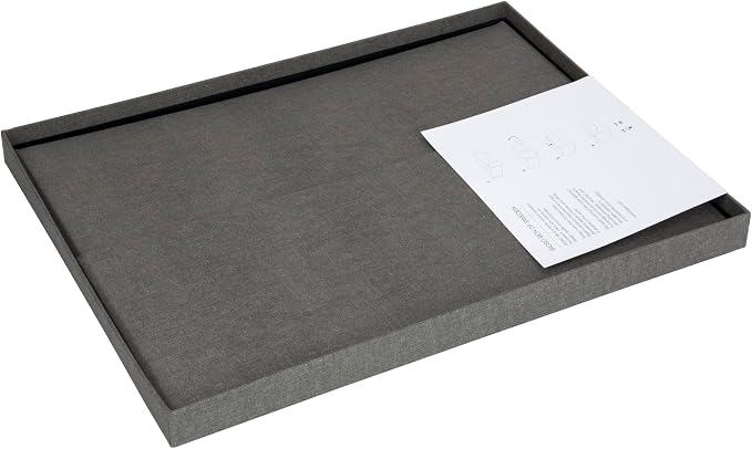 Bigso Katrin KD Collapsible Storage Box with Labelframe for Easy Identification - Simple Assembly without Tools - Decorative Storage Boxes with Lids - 13.5in x 17.6in x 7.2in - Light Gray