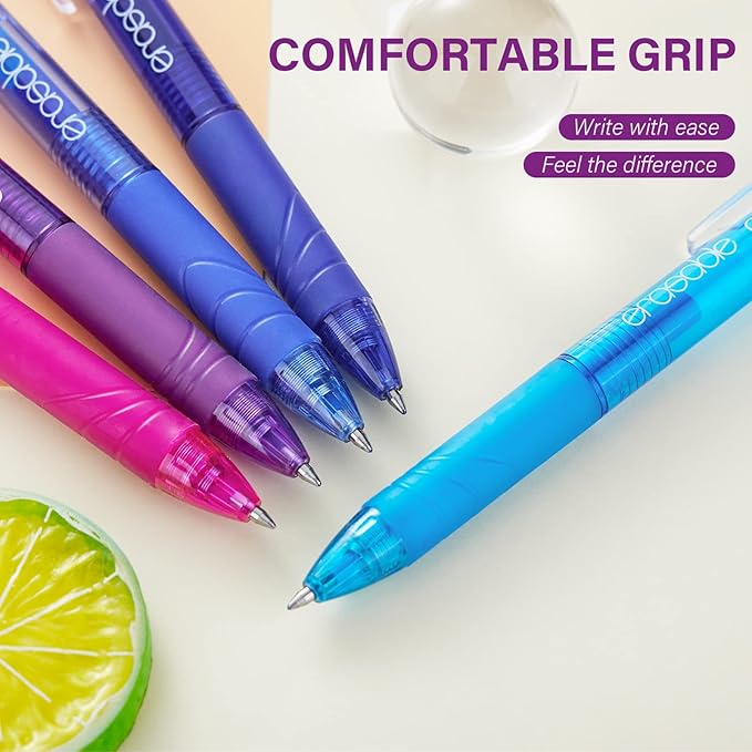 ParKoo 20 Colors Retractable Erasable Gel Pens Clicker, Fine Point 0.7 mm, Make Mistakes Disappear, Comfort Grip for Drawing Writing Planners and Crossword Puzzles