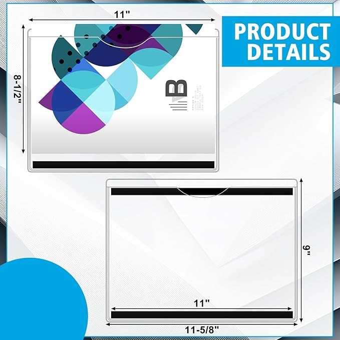 Fullhawl 1 Pcs Magnetic File Holder 9 x 11-5/8 Inch PVC Clear Magnetic Paper Pouch Folder Mail Letters Sign Picture Organizer for Whiteboard Refrigerator Cabinets Office Home Teacher Supplies