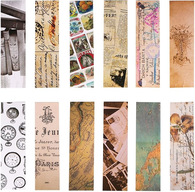 Vintage Style Bookmarks for Women Men, 30PCS (Retro Collection)