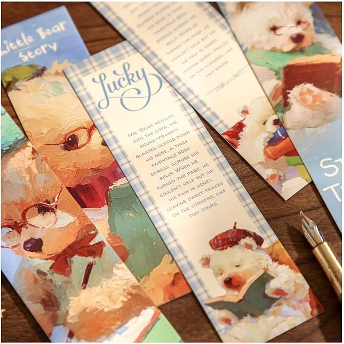 Cute Funny Animal Theme Colorful Bookmarks, 30 PCS (Bear Story)