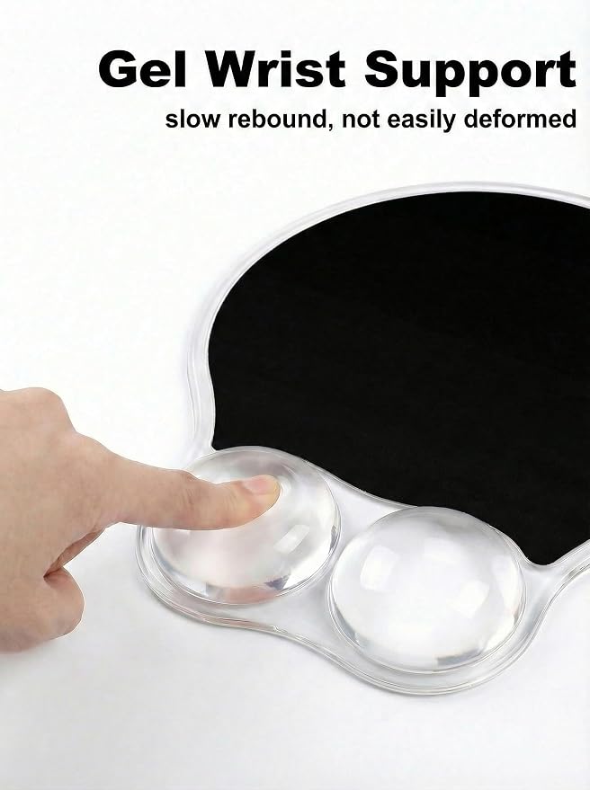 Ergonomic Gel Mouse Pad Wrist Rest Support for Desk, PU Base, Smooth Surface, Crystal Gel Cushion, Non-Slip Stability, Mousepad for Office/Home/Study Black AMP-04