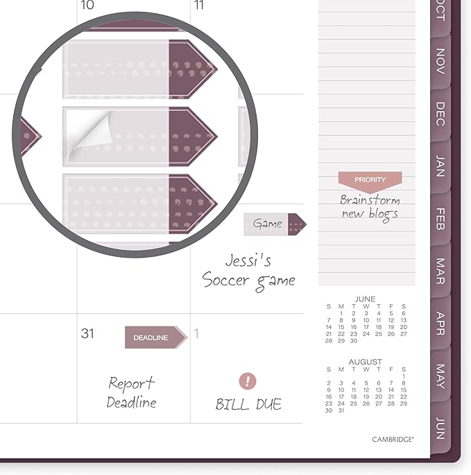 Cambridge Planner 2026-2027 Weekly & Monthly Academic 12-Month July-June, 8-1/2" x 11", Stria (1797-905A)