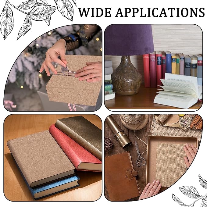 CRASPIRE 51 x 11.8 Inch Brown Linen Book Cloth Bookbinding Book Cover Peru Polyester Fabric Paper Backed Woven Book Fabric for Books Album Scrapbooking Archival DIY Covering Bookbinding Protector