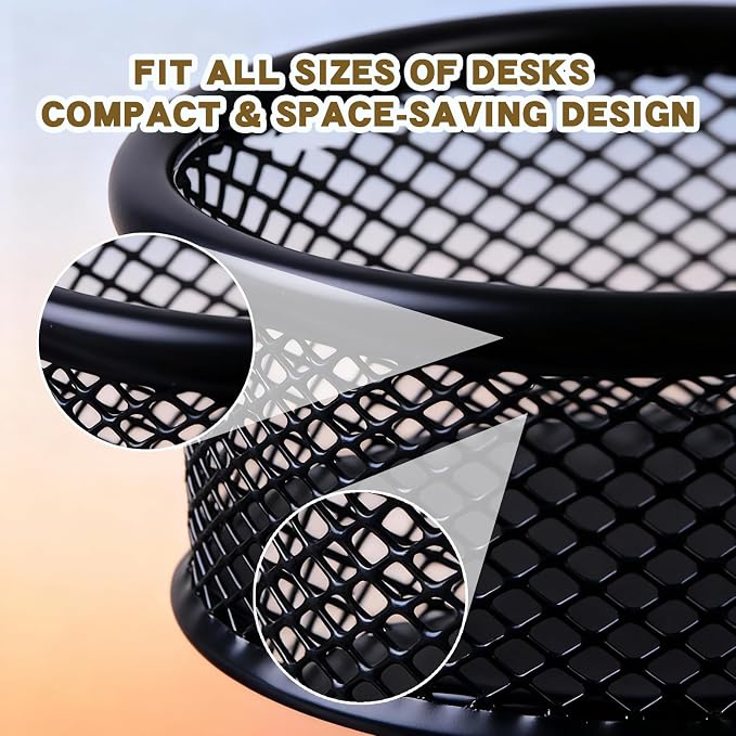 2 Pcs Paper Clip Holder Mesh Desk Organizer with Pen Tray Binder Clips Dispenser Sturdy Metal Storage Tray for Office Desktop Accessories Organizing Paperclips Pens and Small Supplies