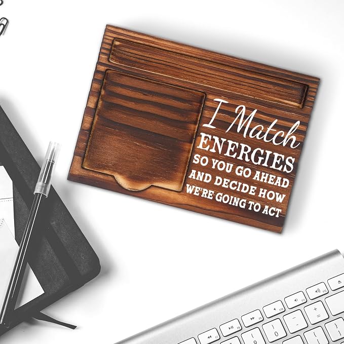 I Match Energies Positive Gifts for Women Men, Inspirational Motivational Gifts for Employees Team Best Friend Coworker Boss, School Counselor Gifts, Desk Retro Note Pad Holder VN341