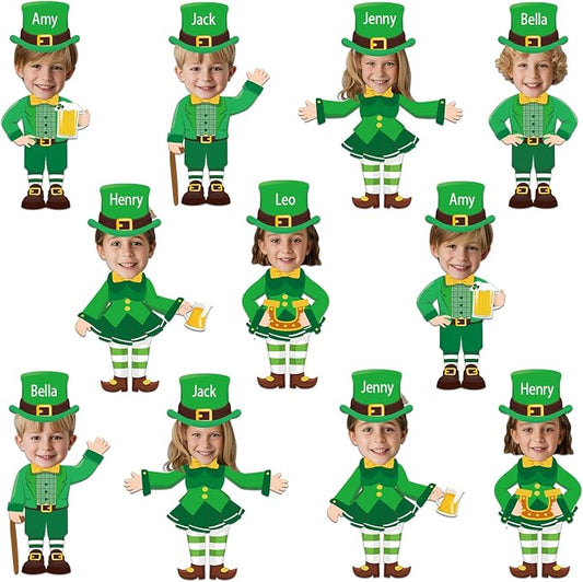 60Pcs St. Patrick's Day Paper Cutouts St. Patrick's Bulletin Board Decoration Leprechaun DIY Photo Craft Cutout Leprechaun Hat Classroom Supplies for Irish March Shamrock Party Chalkboard Wall Decor