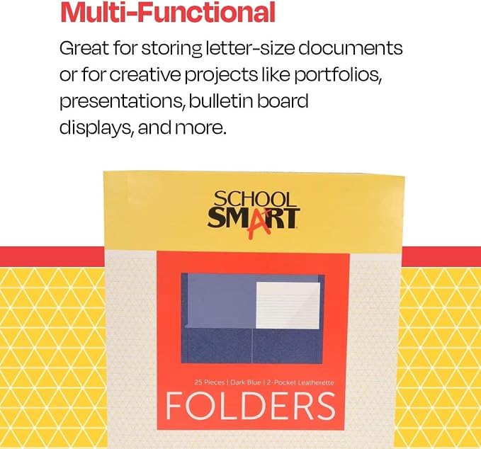 School Smart 2-Pocket Folders, Dark Blue, Pack of 25