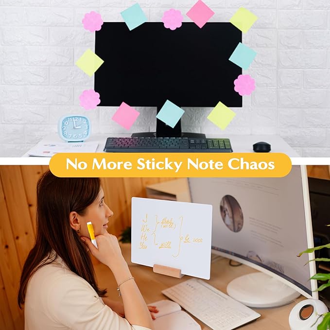 Small Dry Erase Board - 2PCS Whiteboards for Classroom Supplies with 20 Markers and 2 Erasers, Portable Double Sided Lapboard with Wood Base for Students Teachers School Accessories (11 x 8 in)