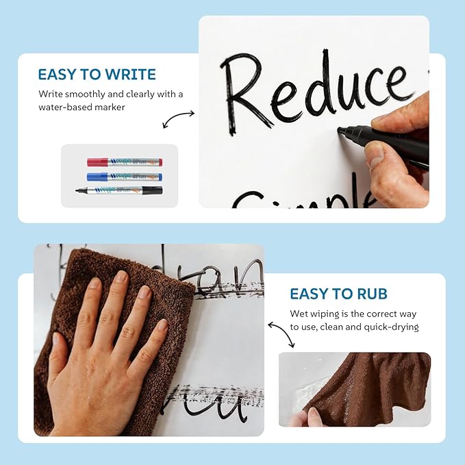 Large Dry Erase Whiteboard Sticker 17.7” x 78” – Peel and Stick White Board Paper, Removable Self-Adhesive Whiteboard Roll for Office, Home, Classroom, Wall Decal, Reusable & Easy to Clean