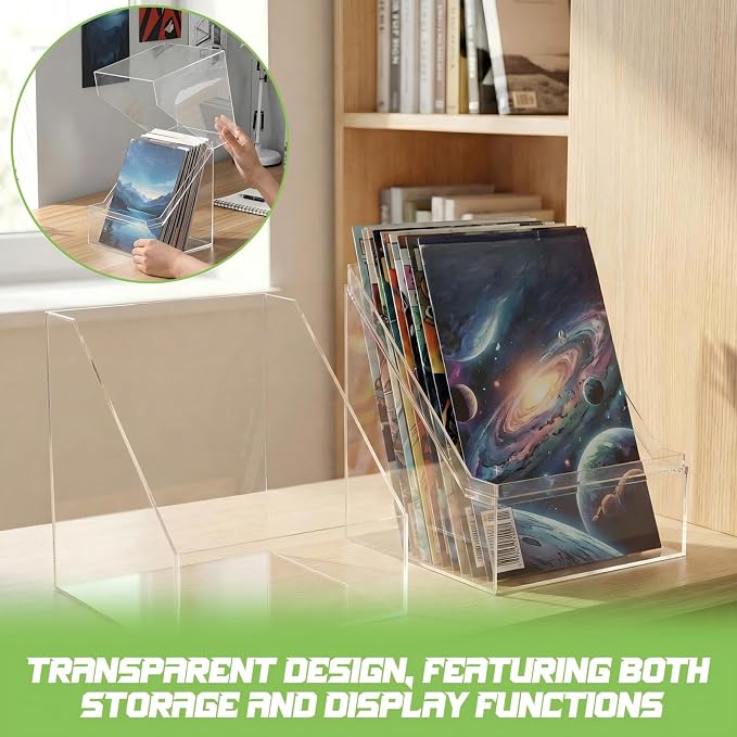 Novabright 2 Pack Clear Acrylic Comic Book Storage Boxes, 7.9 x 7.5 x 11.4 Inch Comic Book Organizer Boxes, Sturdy Bins Cabinets with Lids, Suitable for Magazine Collection and Displaying Collectible