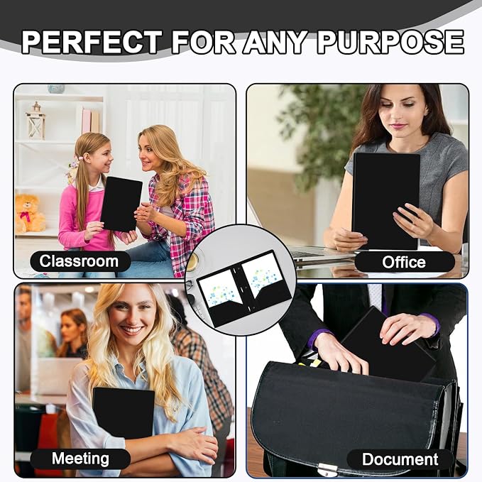 Two Pocket Folders with Prongs, LAYZZ 60 Pack Poly Plastic Folders, Heavy Duty Plastic Folders with Pockets and Prongs, Letter Size, for Offices and Schools (Black)