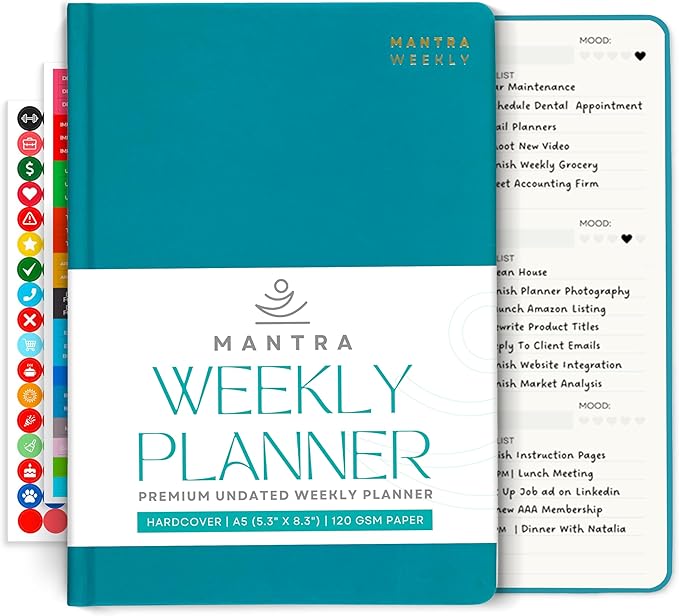 2026 Planner, Daily Journal & Gratitude Journal All-In-One with To Do List, Self Care Prompts & Habit Tracker - 5.8 x 8.3 - Teal