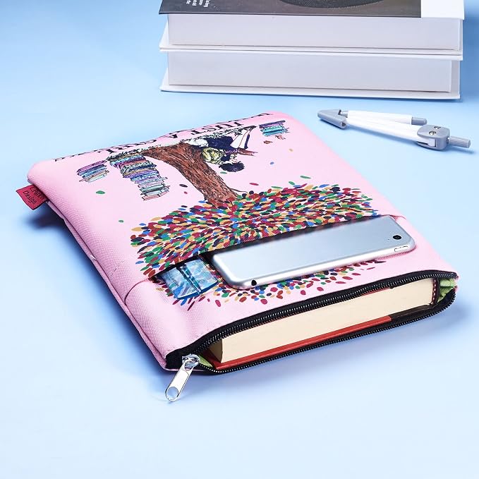 Book Sleeve for Book Lovers, Bookish Book Protector, Book Covers for Paperbacks, Washable Fabric, Book Sleeves with Zipper, Medium 11 Inch X 8.7 Inch