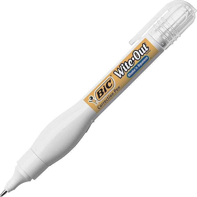 BIC WOSQP11 Wite-Out Shake 'n Squeeze Correction Pen, 8 ml, White