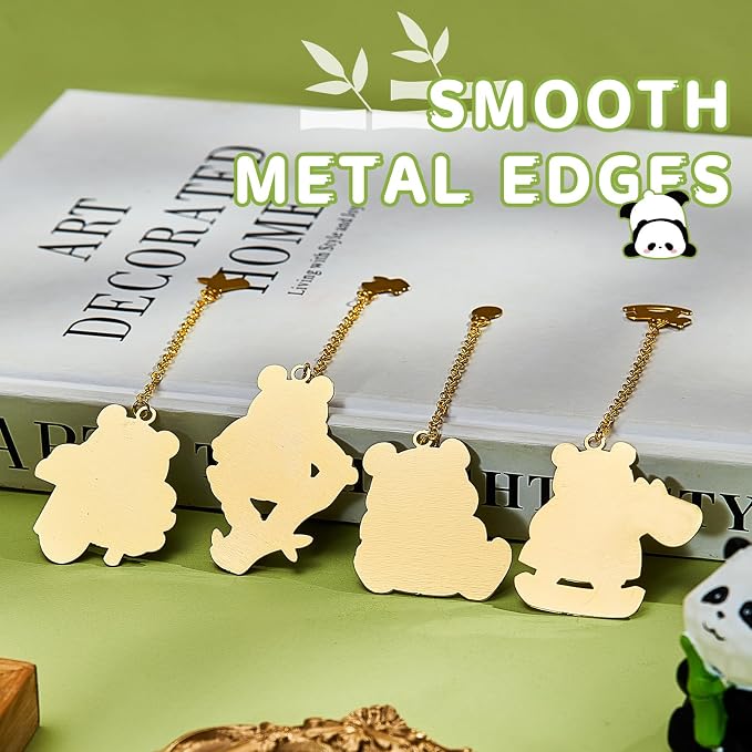 4 PCS Cute Panda Bookmarks, Metal Book Marks for Reading Women, Adults Teens Teacher, Book Lovers Gifts