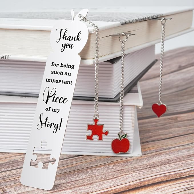 3 Pcs Teacher Appreciation Bookmark, Thank You Teacher Gift Bookmark for Women Men, Teacher Appreciation Gifts Metal Bookmarks for Christmas Day, Unique Bookmarks for Teacher’s Day