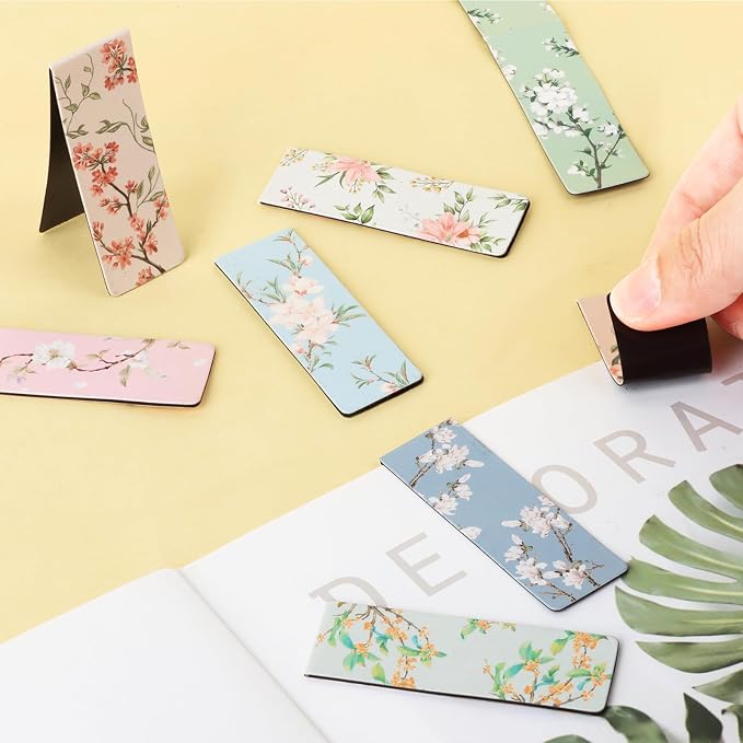 Hooqict 48 Pcs Bookmarks, Magnetic Bookmarks for Women, 24 Styles Floral Book Markers Magnet Book Marks Page Clips for Teachers Students Reading Book Lovers Gifts