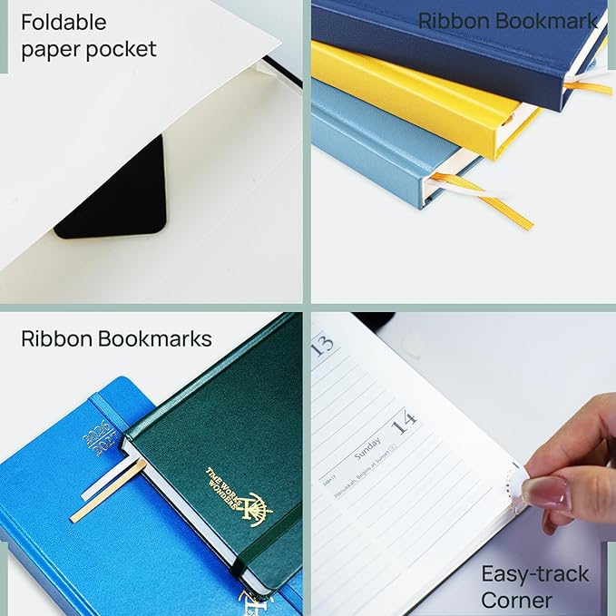POPRUN 2026-2027 Daily Planner One Page Per Day Even Weekends (A4 Large Size - 8.5" x 12") - Academic Calendar Book(July 2026 - June 2027), 2026 Day Appointment Book, Hardcover - Light Yellow