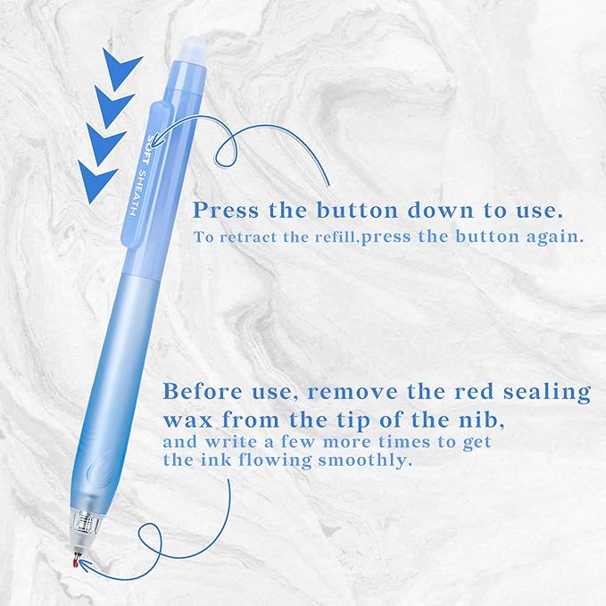 Temiary 8 PCS Retractable Erasable Pens (4 Black & 4 Blue), Heat Sensitive 0.5 mm Fine Point Erasable Gel Ink Pen, Eraser Pen for Journaling Crossword Puzzles School Office Supplies (Blue & Grey)