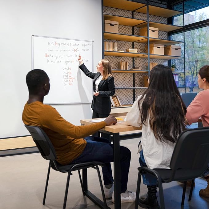 SWANCROWN Magnetic Dry Erase Whiteboard 48" x 48" Large White Board for Wall, Silver Aluminium Frame, Square Wall-Mounted White Board for School, Office and Home, 4' x 4'