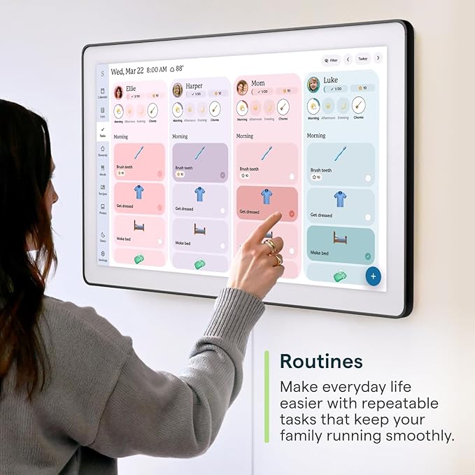Skylight Calendar Max: 27-Inch Smart Digital Calendar & Chore Chart, Family Organizer with Interactive Touchscreen Display – Wall Mountable in Portrait or Landscape, Classic Black Frame