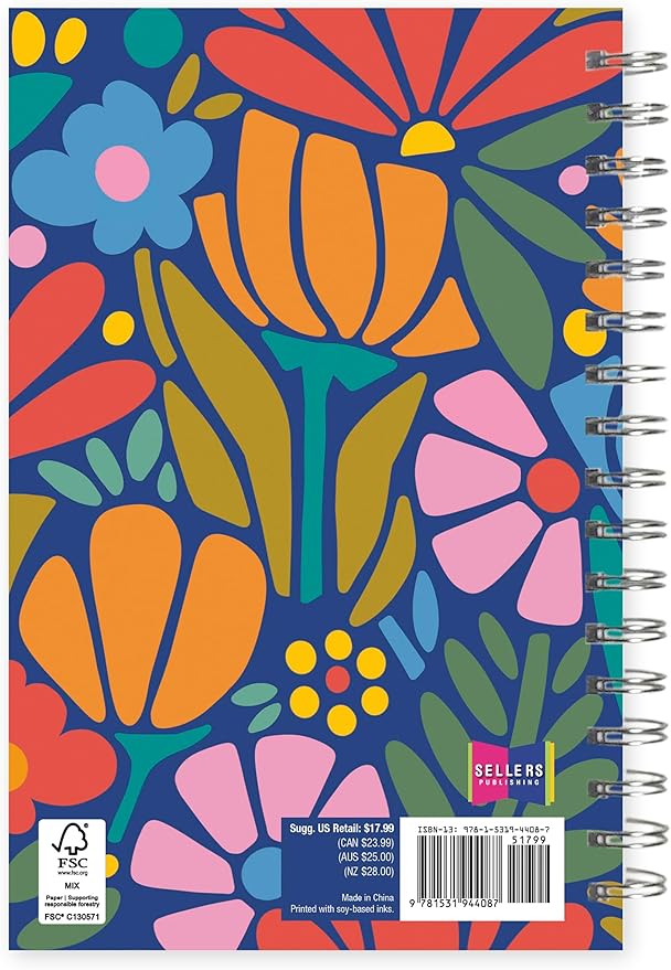 Folksy Florals 2026 Weekly & Monthly Planner, 12-Month Engagement Calendar with Hand-Drawn Folk Art Floral Design and Boho Botanical Patterns, 2026, 6" × 9"