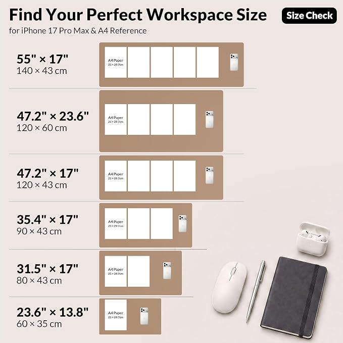 AFIING Cork Desk Mat, Dark Apricot, 35.4" x 17",Desk pad Protector | Dual-Sided Cork & PU Leather, Large Mouse Pad, Non-Slip & Waterproof