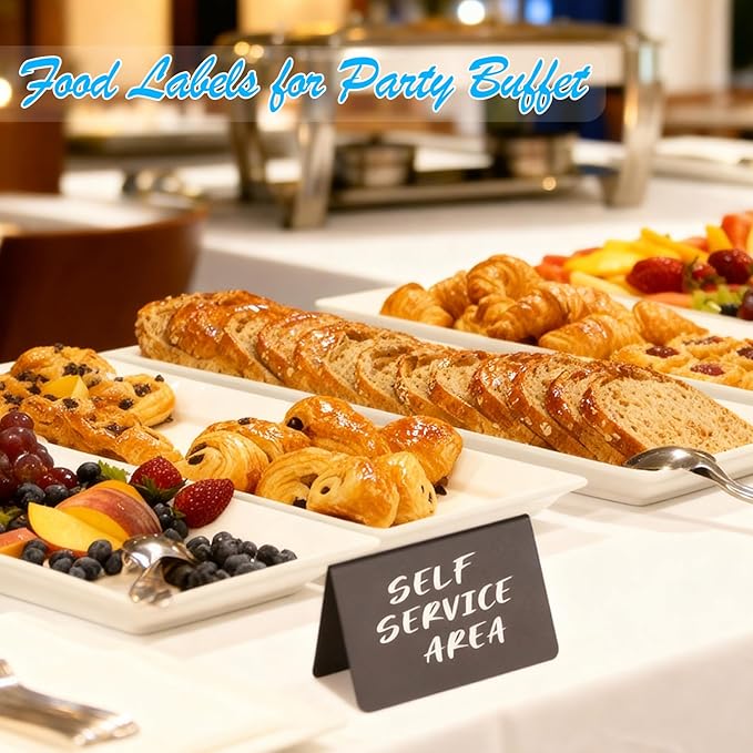 Mini Chalkboard Signs for Food, 20Pcs Food Labels for Party Buffet Food Signs, Reusable and Reserved Table Sign, Catering Supplies Buffet Display Food Tags Place Cards, with 8Pcs Chalk Markers