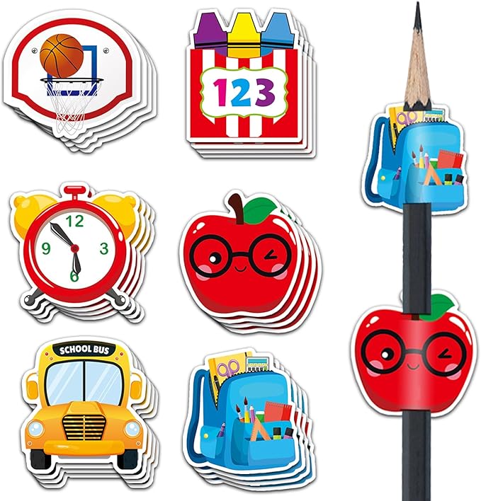 Aunthvra 24 Pcs Back to School Pencil Topper Charms Decoration Study Education Pen Charms Preschool Paper Signs Topper Teacher Appreciation Pen Pencil Accessories for Classroom Students Gifts Awards