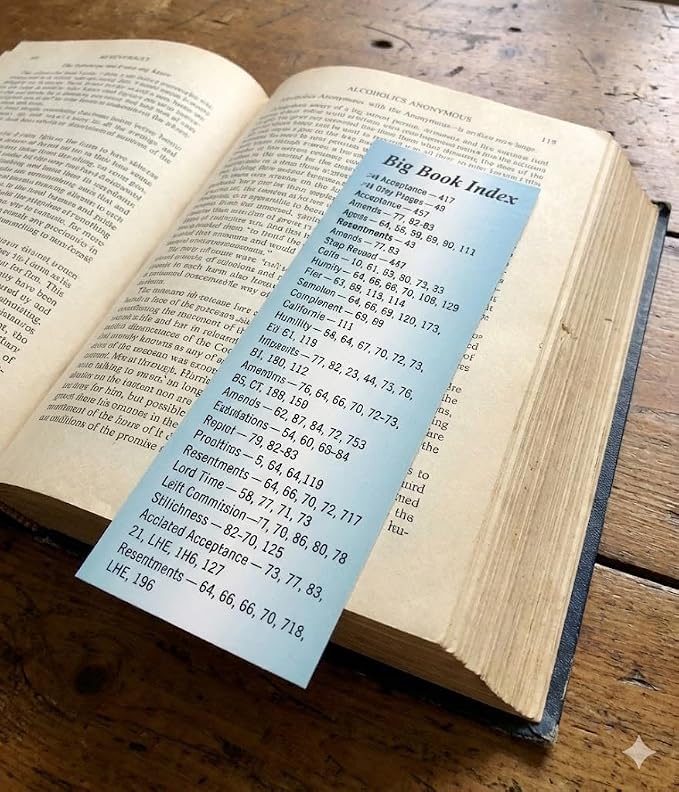 Alcoholics Anonymous Big Book Index Bookmarks - 2x6 AA Bookmarks for Women and Men with Key Topics and Pages, AA Sobriety Gifts, Addiction Recovery Gifts,7 by Cheryl's Bookmark (Green)