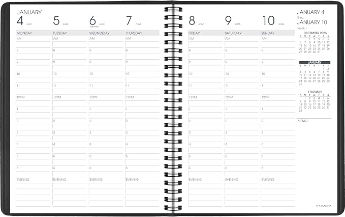 AT-A-GLANCE 2027 Appointment Book Planner, Weekly & Hourly, 13-Month Jan-Jan, 7" x 8.75", Black (708650527)