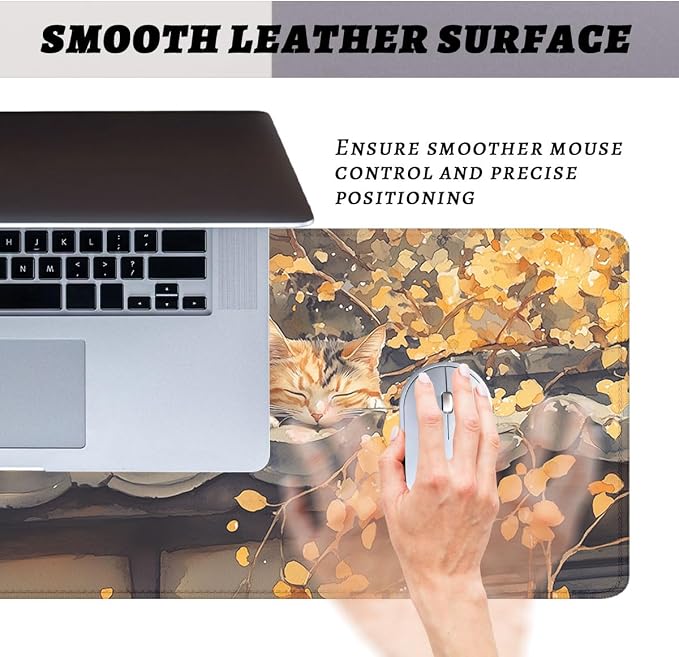 Watercolor Cat Desk Mat Gaming Mouse Pad Japanese Aesthetic Kitty Mousepad XL Large Gaming Mousepad Laptop Keyboard Mat Desk Pad Office Computer Keyboard Laptop Home 31.5"x11.8"