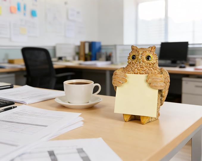 Owl Sticky Note Holder with 100 Sheets 3x3 Pop-Up Notes, Handmade Resin Owl Desk Decor for Office, Home & Classroom, Cute Owl Lover Gift for Women, Teachers & Coworkers