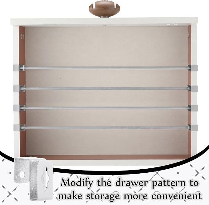 4 Set 12 Pcs Silver Metal Hanging File Bracket Clips 8 Hanging Rail Clip 4 File Cabinet Rails Fits 1/2 Drawer Side Document Folder Frame Document Hangers for Cabinets Storage