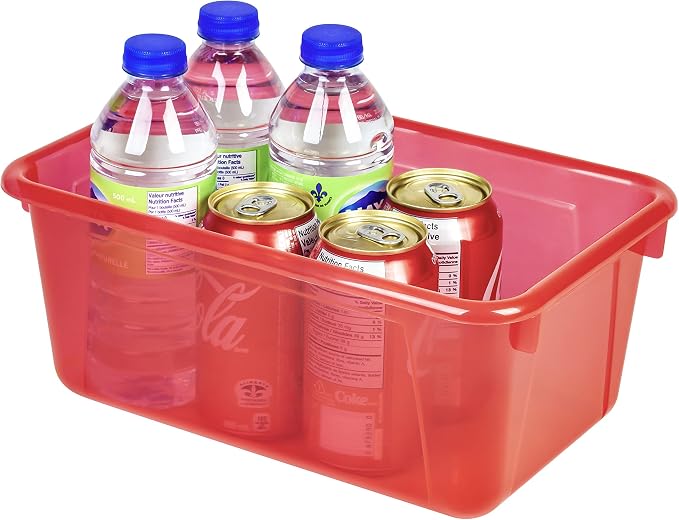 Storex Small Cubby Bins – Plastic Storage Containers for Classroom, 12.2 x 7.8 x 5.1 inches, Assorted Candy, 5-Pack (62490A05C)