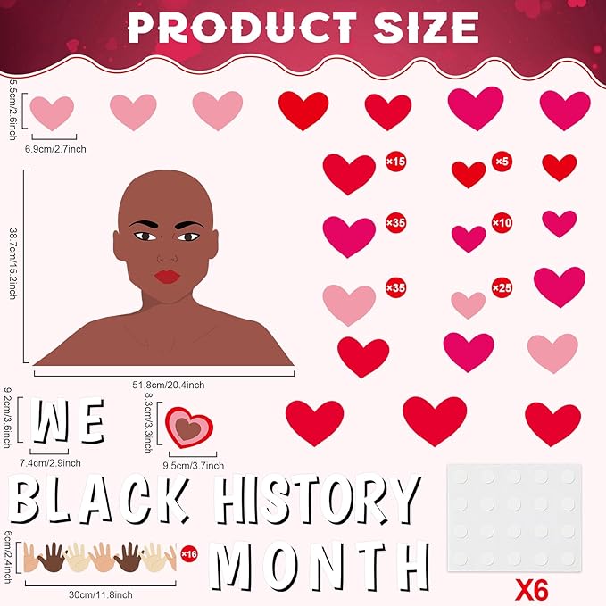 Black History Month Classroom Door Decorations We Love Black History Month Bulletin Board Set February Pink Red Heart Paper Cutouts for Valentine's Day Door Wall Chalkboard School Home Decor