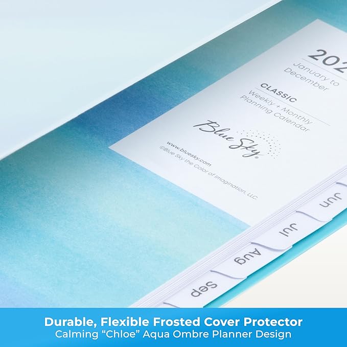 Blue Sky 2026 Weekly and Monthly Planner Calendar, January 2026 - December 2026, 5" x 8", Flexible Frosted Cover, Laminated Tabs, Durable Twin Wire Binding, Chloe