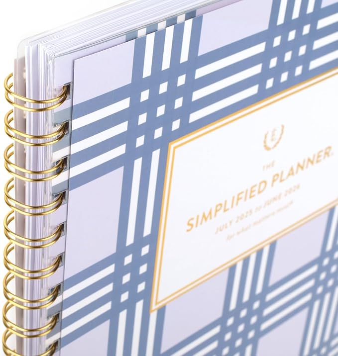 AT-A-GLANCE Planner 2025-2026 Academic, Simplified by Emily Ley, Weekly & Monthly, 8-1/2" x 11", Large, Monthly Tabs, Flexible Cover, Customizable, Lilac Plaid (EL39-901A)