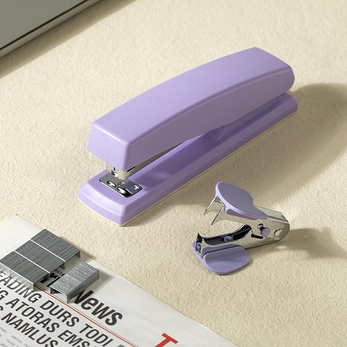 Deli Stapler, Desktop Stapler, 2 Pack, Office Staplers, 25 Sheet Capacity, Includes 2000 Staples and 2 Staple Removers, 2 Pack,Purple