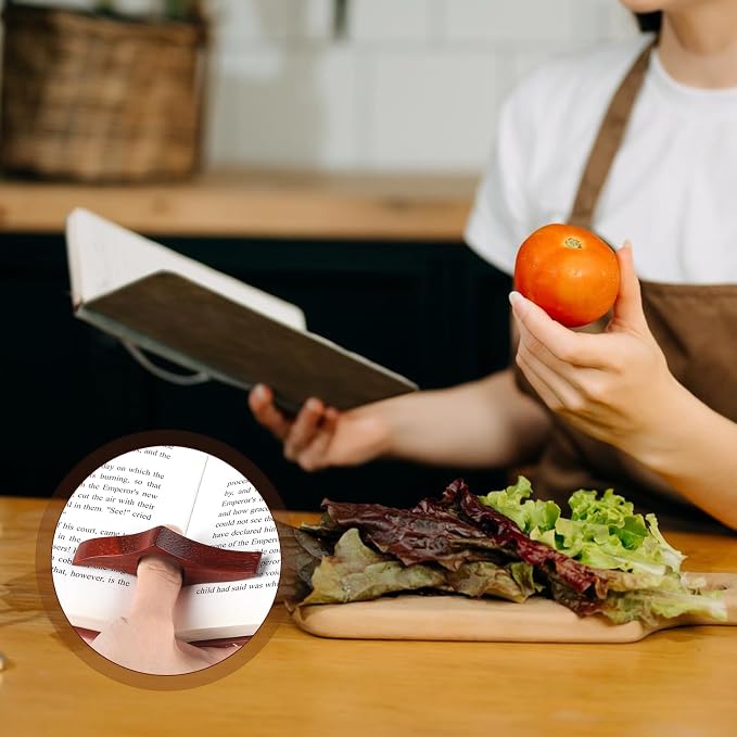 Sliverdew Natural Walnut Wood Thumb Book Page Holder, Universal Medium Size Page Spreader for Hands Free Reading, Premium Book Opener Bookmark, Unique Literary Gifts for Avid Readers Bookworms - 22mm