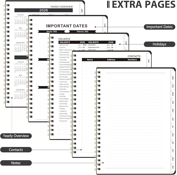 2026 Planner, Weekly and Monthly Calendar Planning Agenda, Jan 2026 - Dec 2026, Academic Planner Book, Desk Accessories and Office Supplies for women & men - A5 (6.3'' x 8.5'')
