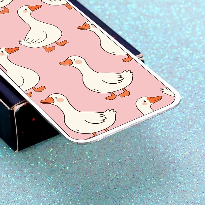 Pink Stuff Cute Bookmarks for Women Girls Book Lovers Book Marks for Reading Women Funny Book Lovers Gifts, Reading Accessories Gag Bookish Gifts for Readers Women Silly Metal Bookmarks Goose 2-Side