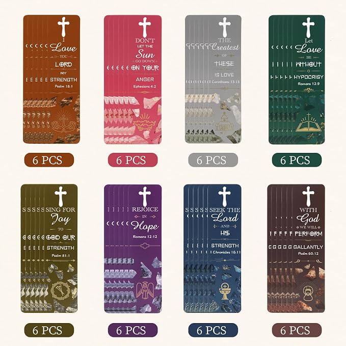 XXINMOH 48 Pieces Bible Bookmarks with Hollow Cross Christian Scripture Bookmark, Inspirational Book Markers Religious Bookmarks Reading Scripture for Reading Lover, Men, Women, Church Gifts