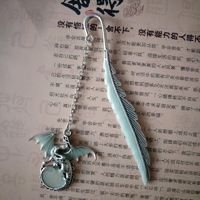 Luminous Bookmark, Retro Glow in The Dark Reading Bookmarks for Women Men Lovers,Book Markers with Pendant Holiday Gifts